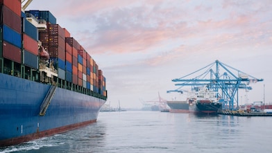 Container ship at harbour