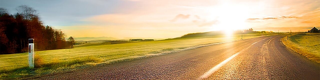 Winding road in the sunset