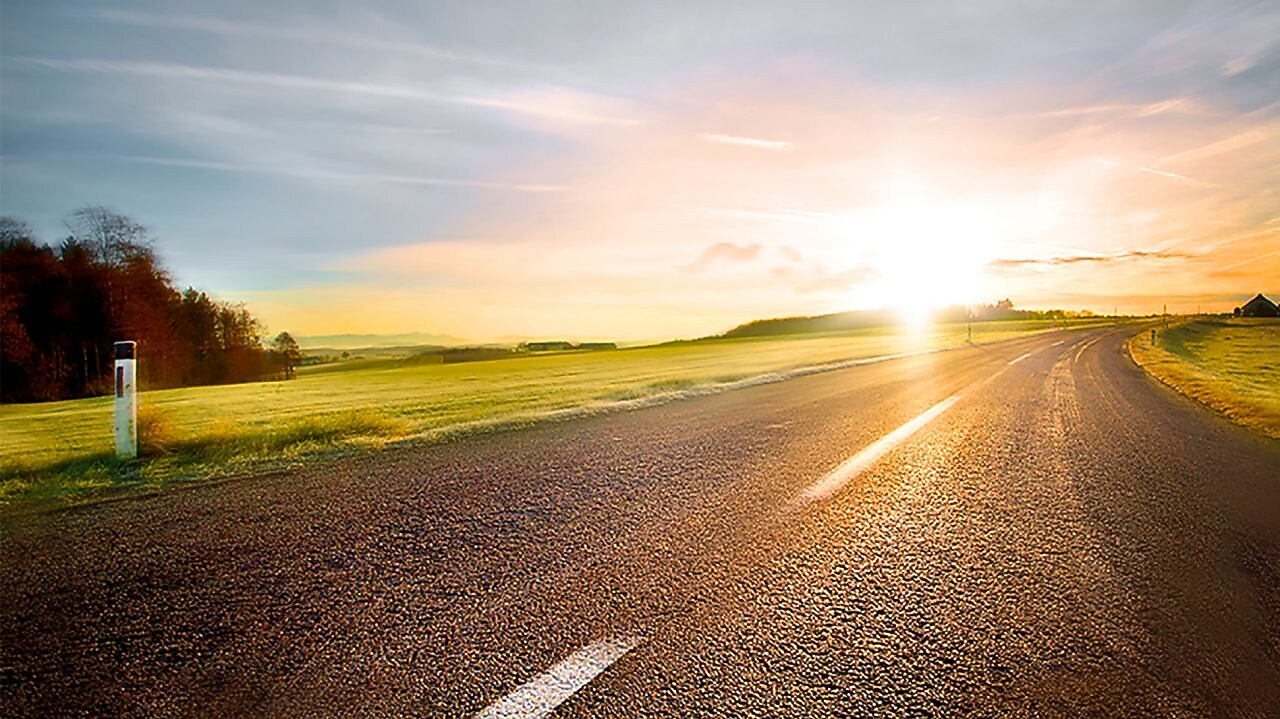Winding road in the sunset