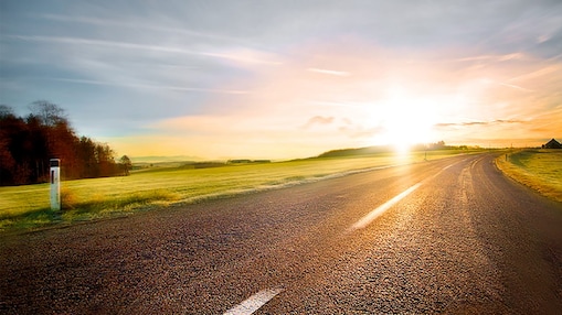 Winding road in the sunset