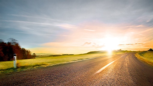 Winding road in the sunset